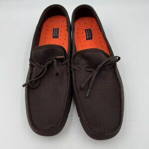 SWIMS Mens Braided Lace Loafers Brown Size 13 Rubber Mesh Slip-On